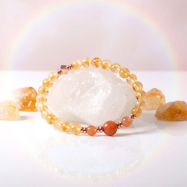 Bracelet "Ondes Positives" en Pierre de Soleil et Citrine