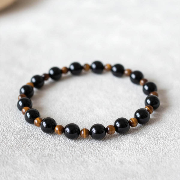 Bracelet "Équilibre intérieur" en Obsidienne et Oeil de Tigre