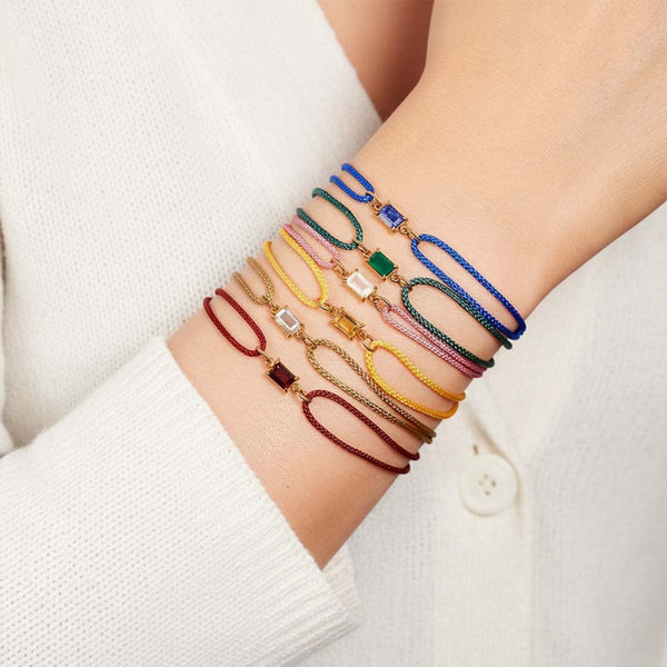 Bracelet ‘Porte-Bonheur’ – Cordon & Pierre de Naissance Personnalisés