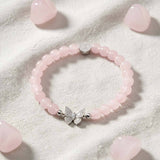 Bracelet Papillon en Quartz Rose pour l'Amour et la Croissance