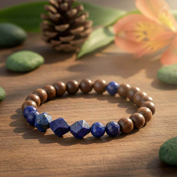 Bracelet "Éveil Spirituel" en lapis lazuli et bois de santal