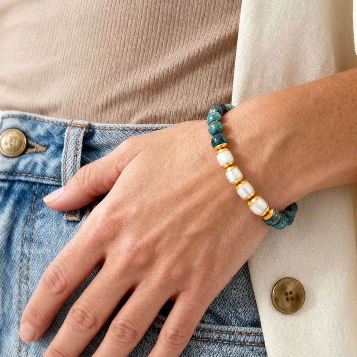 Bracelet L'Idylle en Chrysocolle et Perle