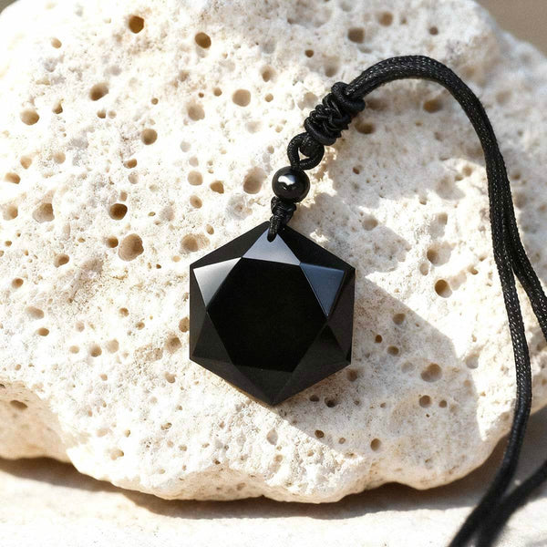 Collier Talisman de Protection en Obsidienne Noire