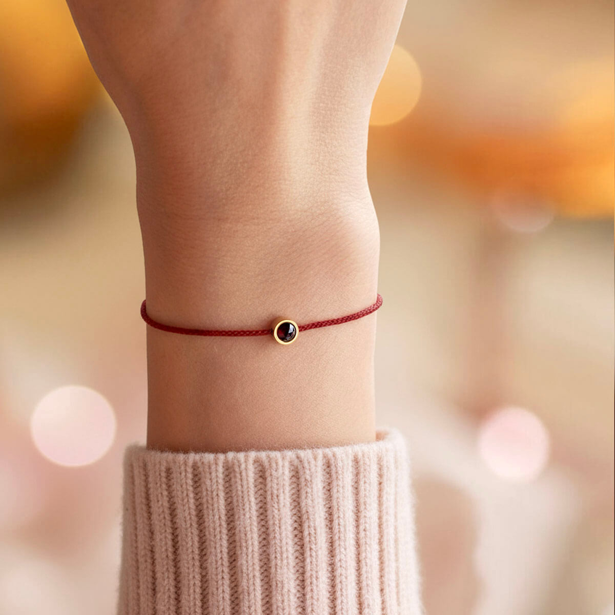 Bracelet Cordon «Talisman» doré – Pierres de Naissance Personnalisées﻿