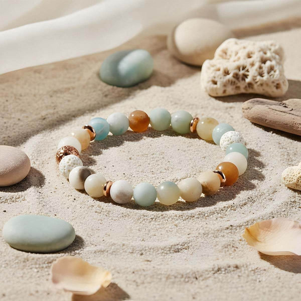Bracelet ”Anti-stress“ d'amazonite et de pierre de lave
