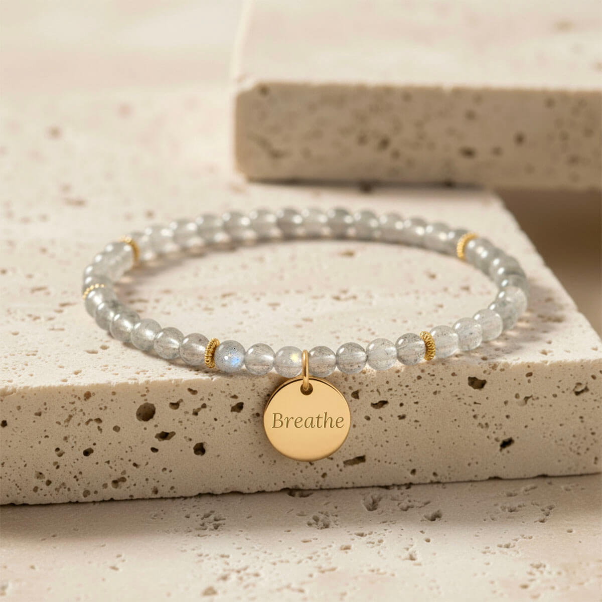 Bracelet 	Labradorite﻿﻿ - Médaille à Graver