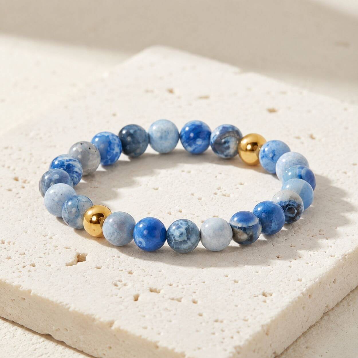 Bracelet "La mer Égée" en Agate Bleue