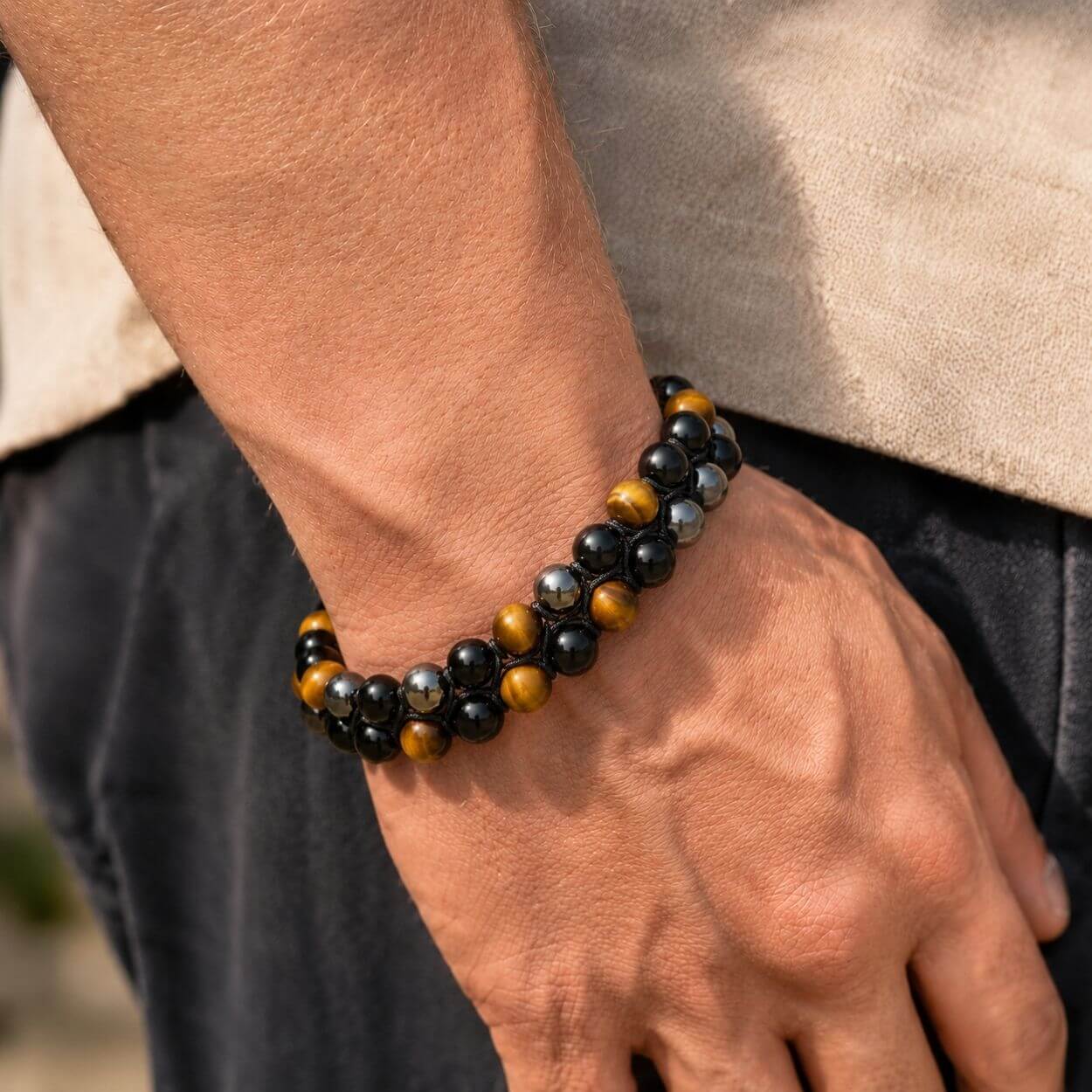 Bracelet Triple Protection Tressé – Double Rang