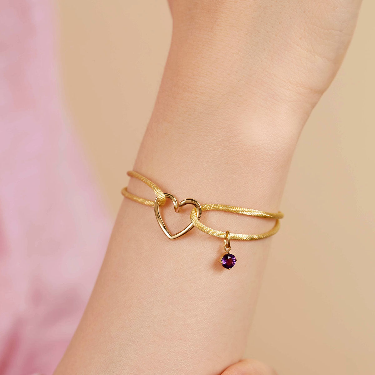 Bracelet Lien de Cœur – Cordon & Pierre de Naissance