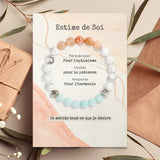 Bracelet "Estime de Soi" en Howlite, Pierre de soleil et Amazonite