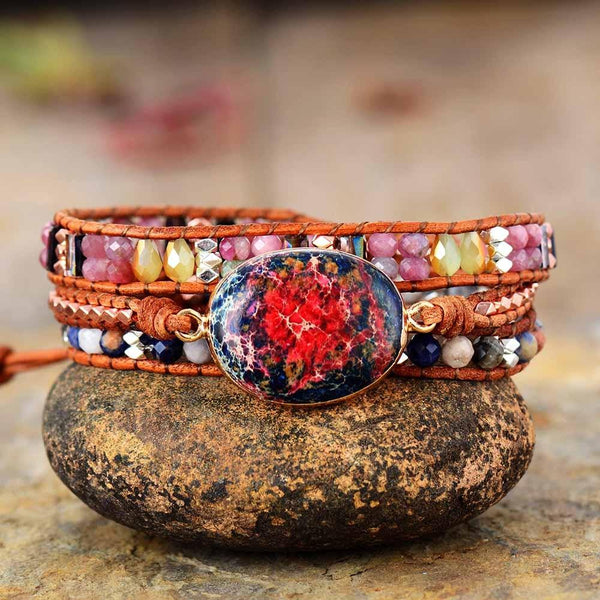 Fire Jasper Love Wrap Bracelet - youwows