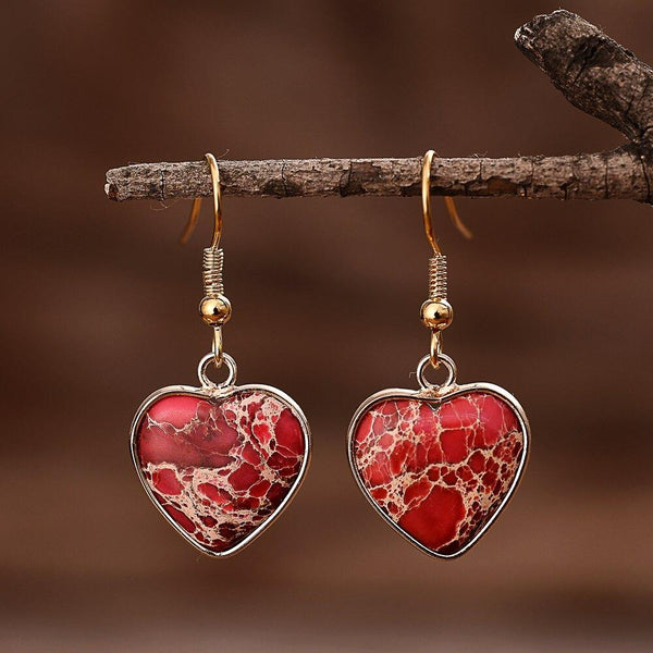 Boucles d'oreilles en jaspe Tiny Hearts Big Love