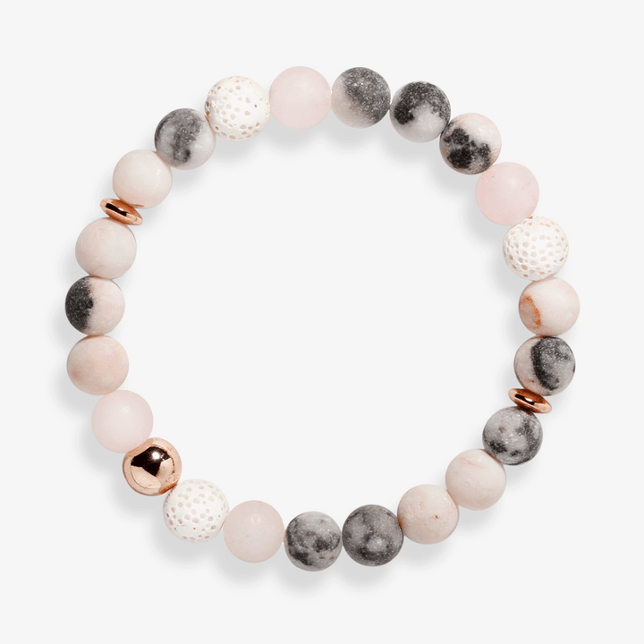 Pink  Zebra Jasper,Rose Quartz,Lava Stone Bracelet