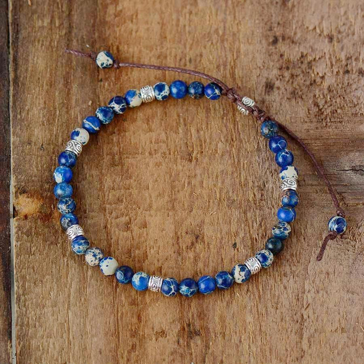 Tibetan Wisdom Purple and Blue Impression Jasper Friendship Bracelet - youwows