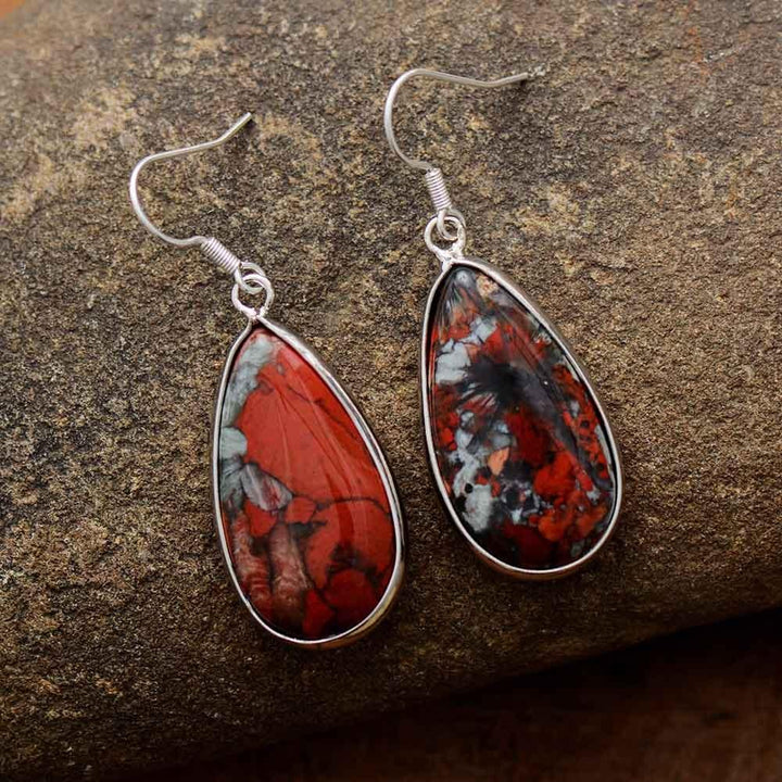 Vintage Red Natural Jasper Earrings - youwows