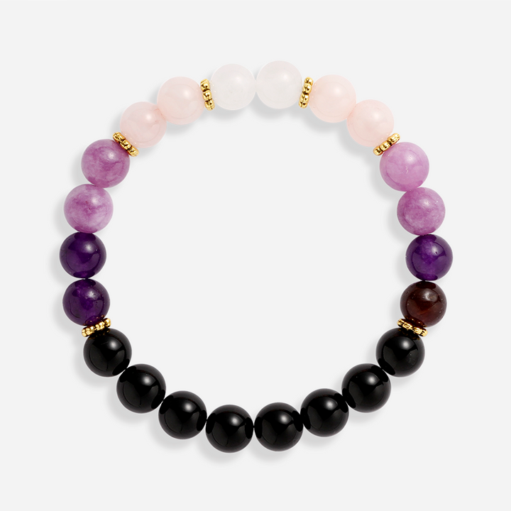 Tourmaline,Amethyst,Lepidolite,Rose Quartz & White Jade Bracelet