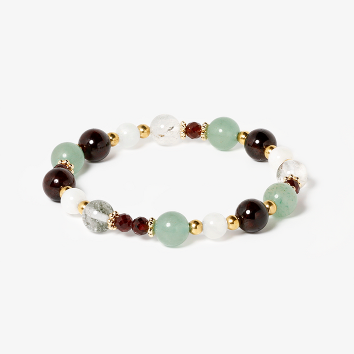 Garnet,Green Aventurine,Phantom Quartz,White Jade Bracelet