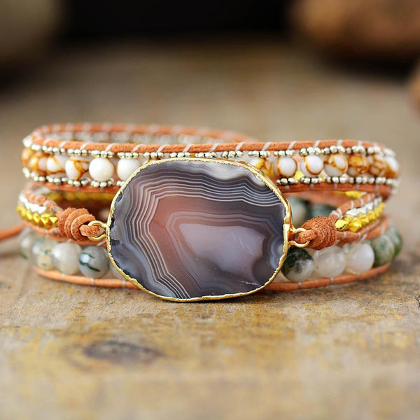 Bracelet enveloppant en agate d'eau claire