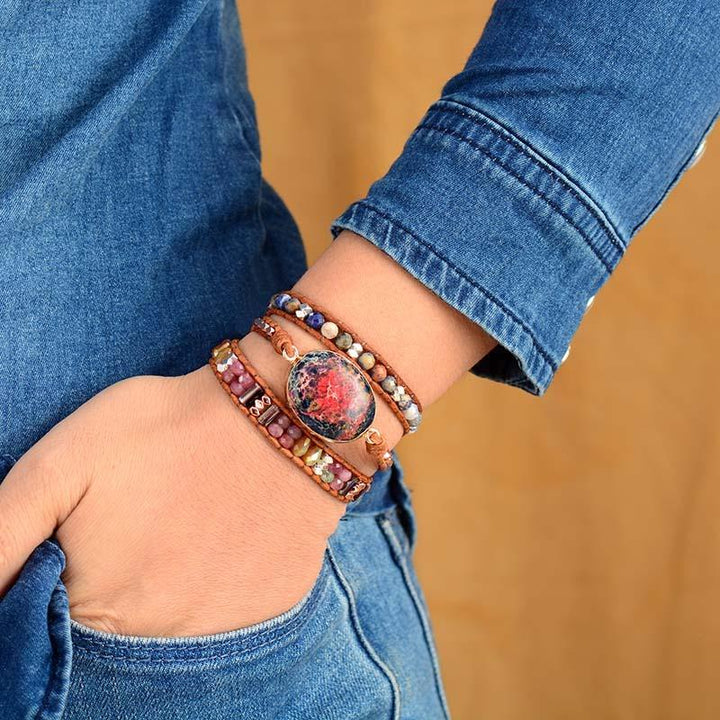 Fire Jasper Love Wrap Bracelet - youwows