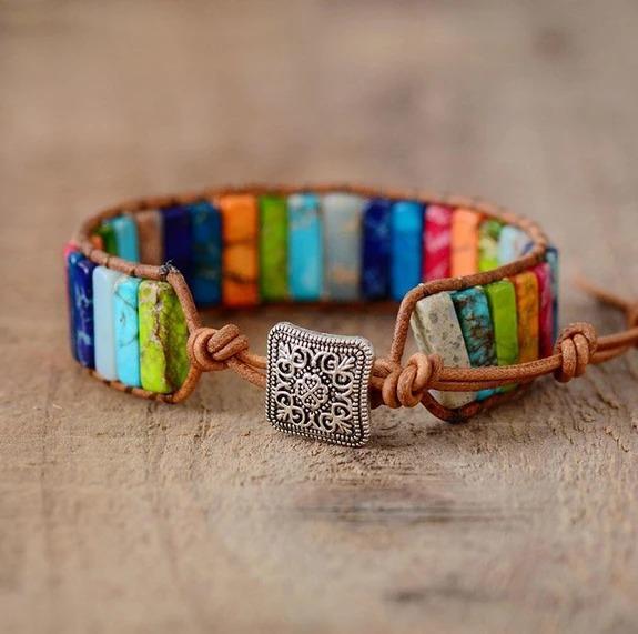 Jasper Stone Chakra Handmade Wrap Bracelet - youwows