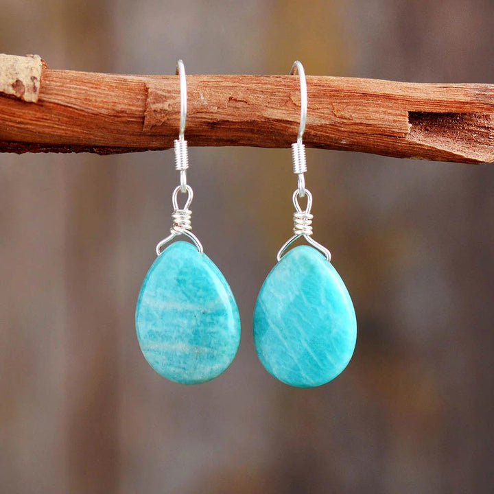 Nature Amazonite Courage Teardrop Earrings - youwows