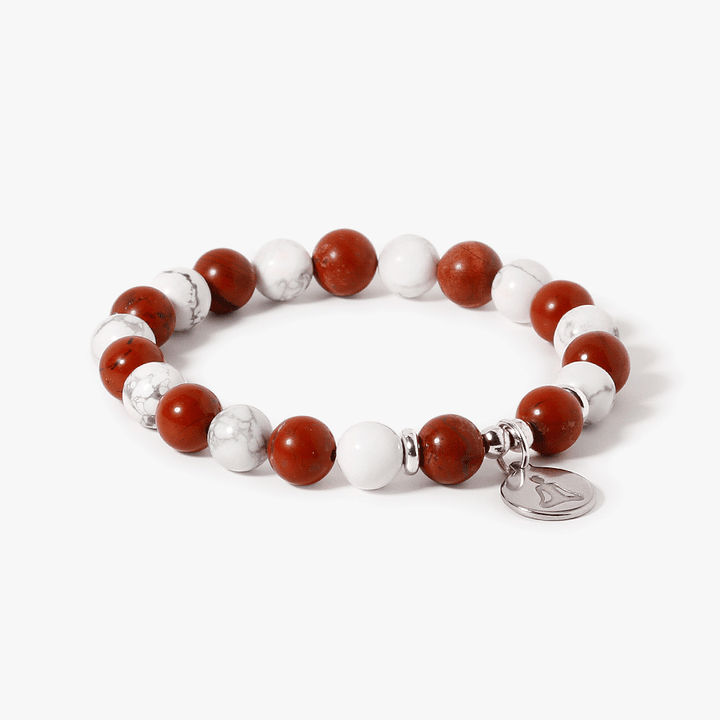 Red Jasper,Howlite with Buddha Pendant Bracelet