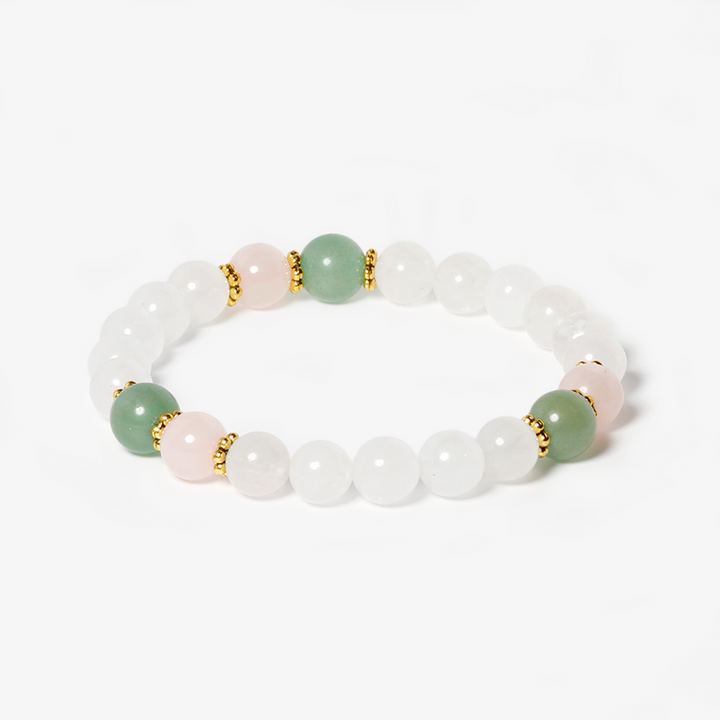 White Jade,Green Aventurine & Rose Quartz Bracelet