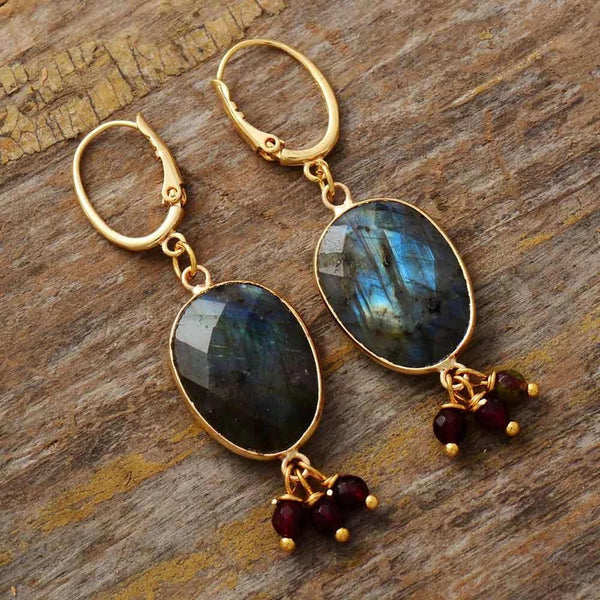 Boucles d'oreilles pendantes en Labradorite Northern Nights