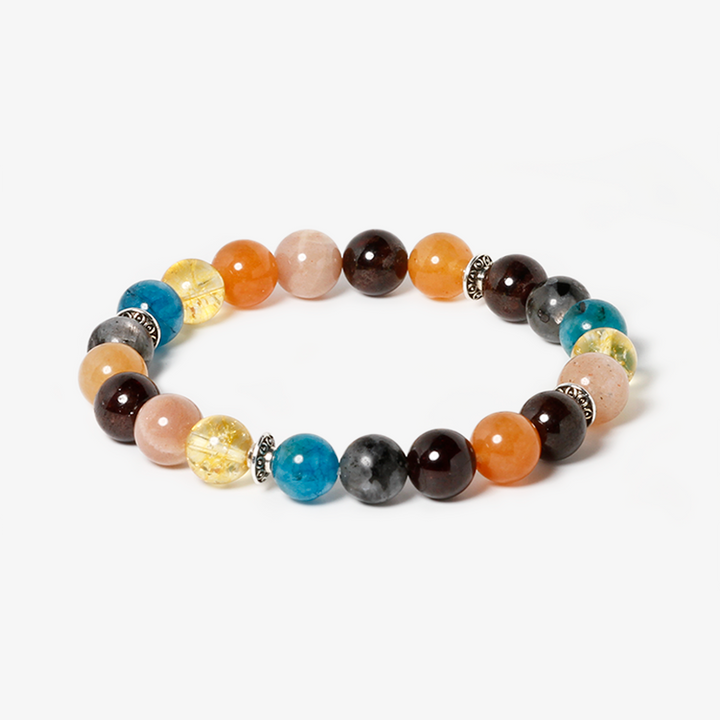 Citrine,Apatite,Sunstone,Carnelian,Gray Labradorite,Garnets Bracelet