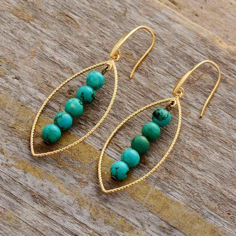 Boucles d'oreilles Turquoise Branches en fleurs