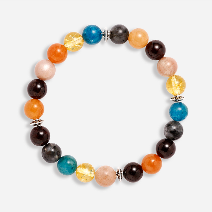 Citrine,Apatite,Sunstone,Carnelian,Gray Labradorite,Garnets Bracelet