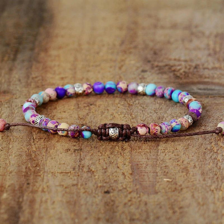 Tibetan Wisdom Purple and Blue Impression Jasper Friendship Bracelet - youwows