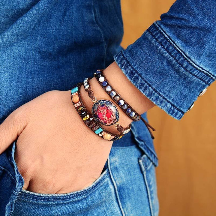 Fire Jasper Love Wrap Bracelet - youwows