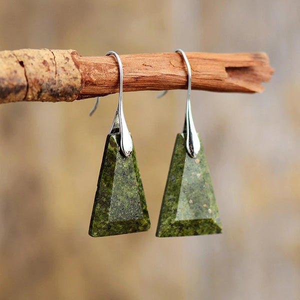 Natural Lapis Lazuli Triangle Dangle Drop Earrings - youwows