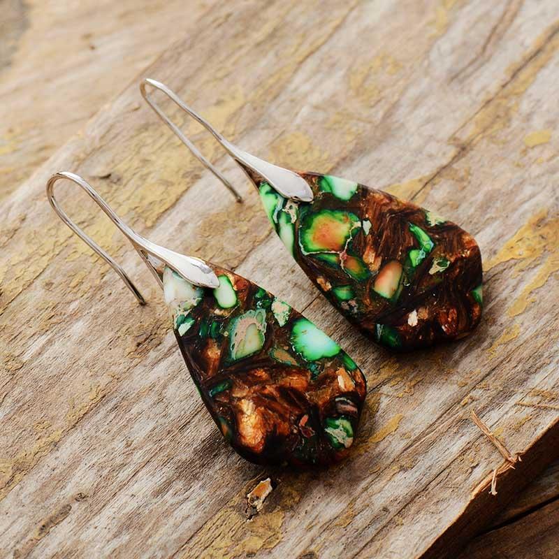 Boucles d'oreilles en jaspe Communication du bonheur