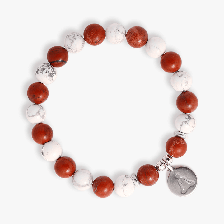 Red Jasper,Howlite with Buddha Pendant Bracelet