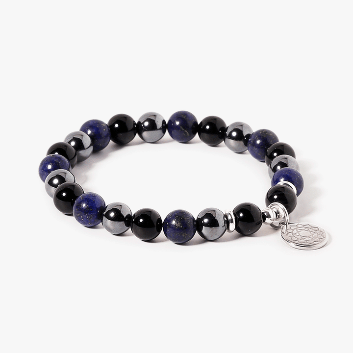 Obsidian,Hematite, Lapis Lazuli With Anahata Bracelet