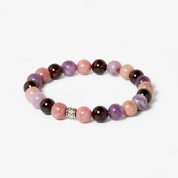 Lepidolite,Garnet & Rhodochrosite 'Transition' Bracelet