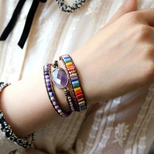 Liberal Amethyst Wrap Bracelet - youwows