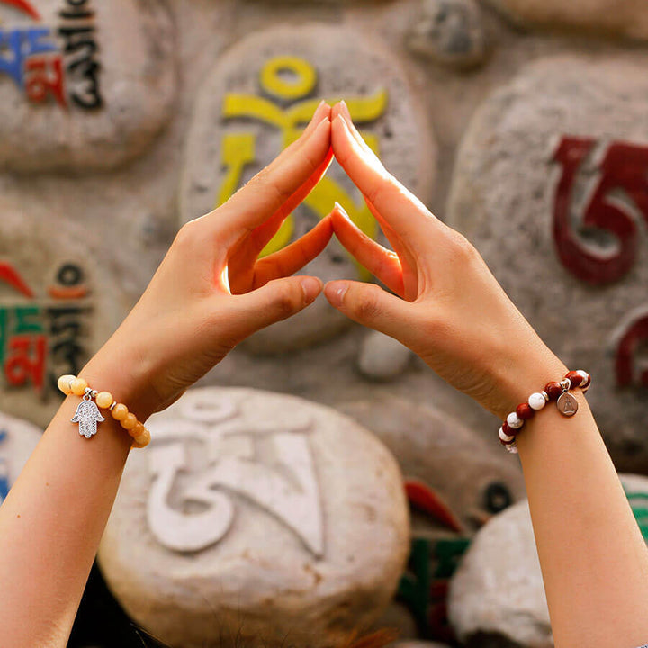 Red Jasper,Howlite with Buddha Pendant Bracelet