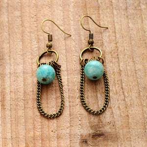 Vintage Amazonite Chandelier Drop Earrings - youwows