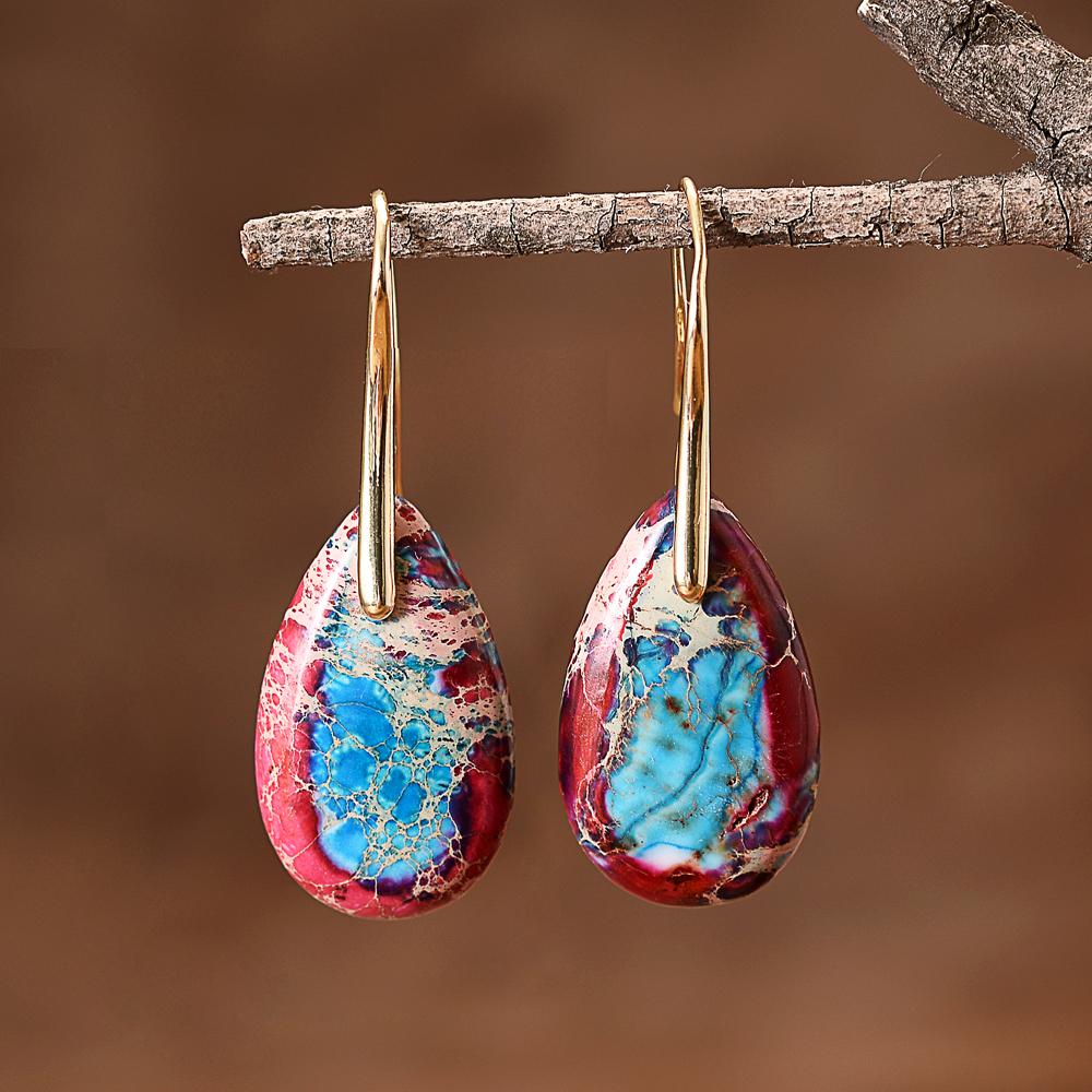 Boucles d'oreilles en jaspe "Holiday Spirit" en forme de larme