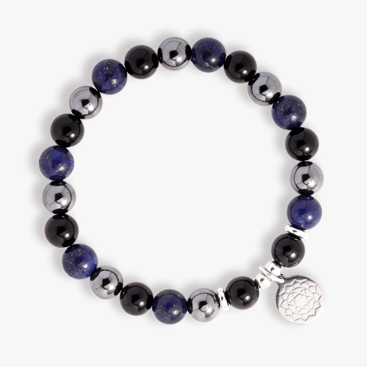 Obsidian,Hematite, Lapis Lazuli With Anahata Bracelet