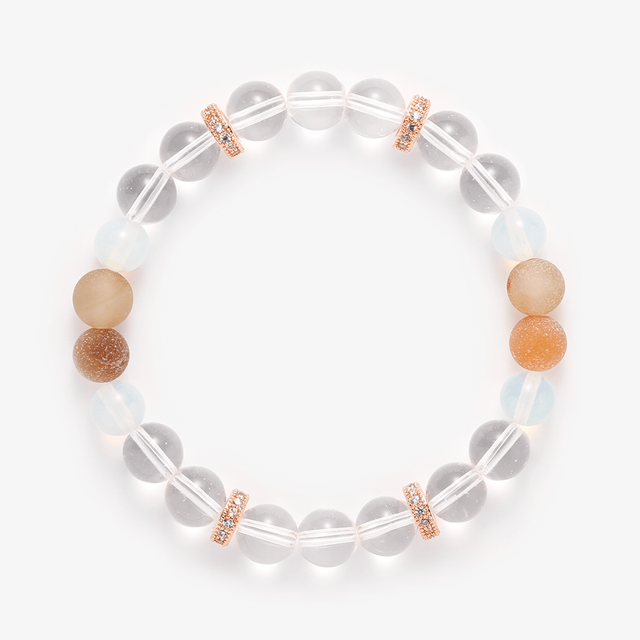 Clear Quartz Crystal,Opalite & Druzy Agate Bracelet