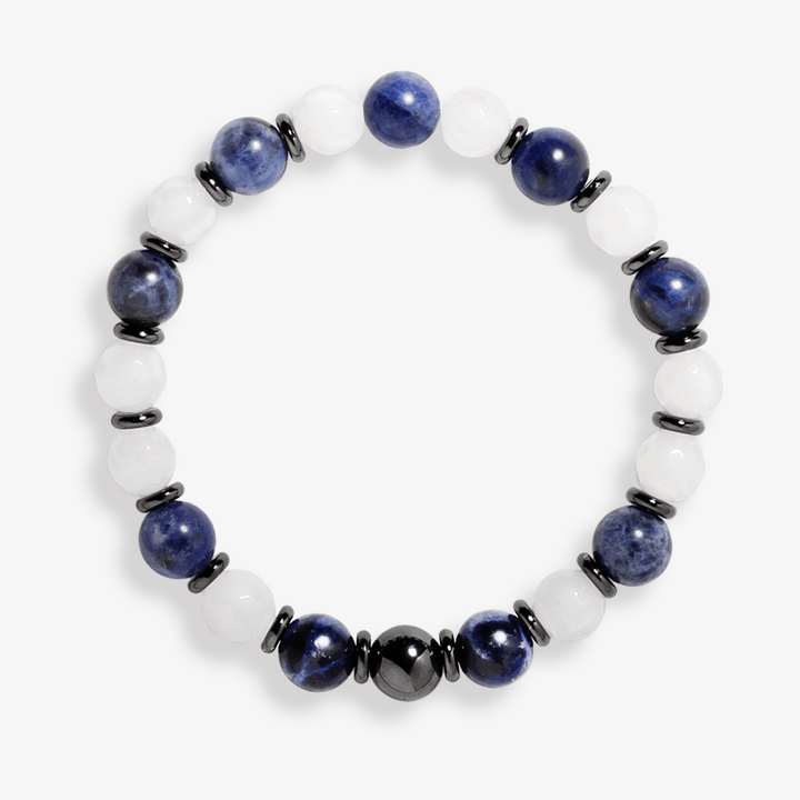 Sodalite,White Jade & Hematite Bracelet