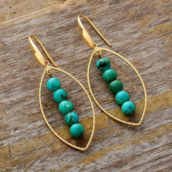 Boucles d'oreilles Turquoise Branches en fleurs