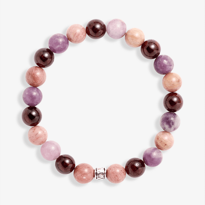 Lepidolite,Garnet & Rhodochrosite 'Transition' Bracelet