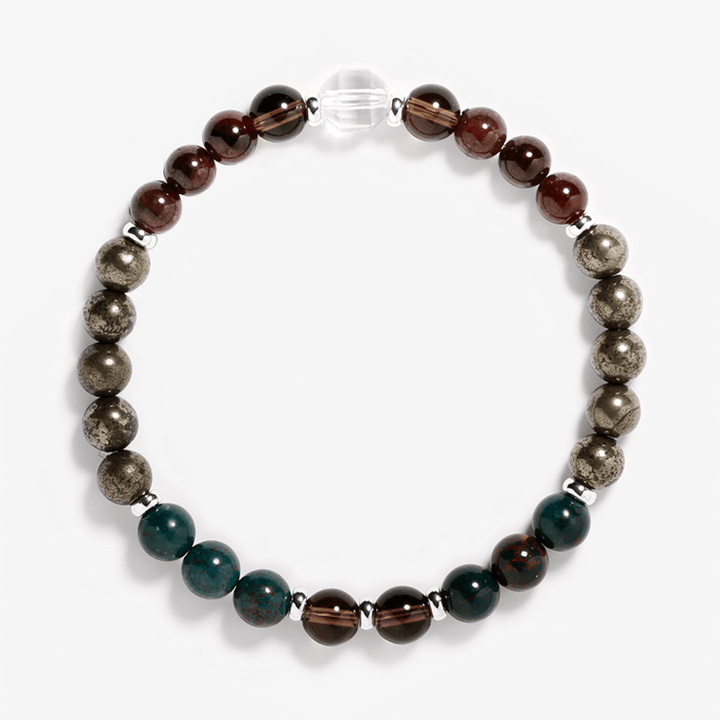Smoky Quartz,Garnet,Pyrite,Bloodstone Bracelet