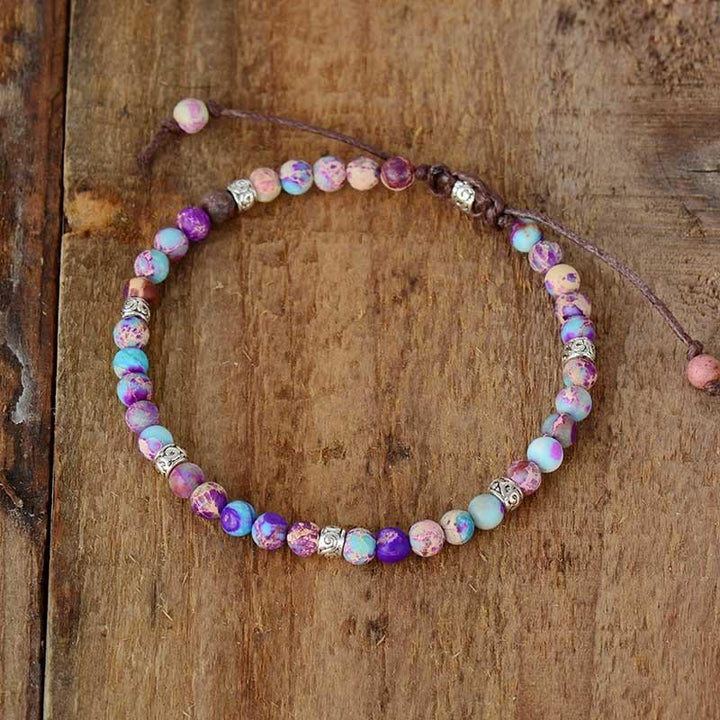 Tibetan Wisdom Purple and Blue Impression Jasper Friendship Bracelet - youwows