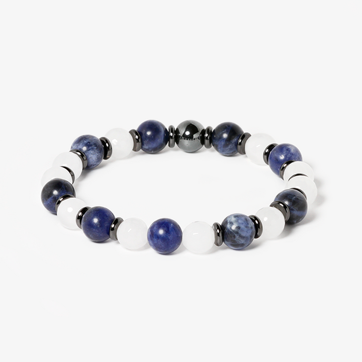 Sodalite,White Jade & Hematite Bracelet